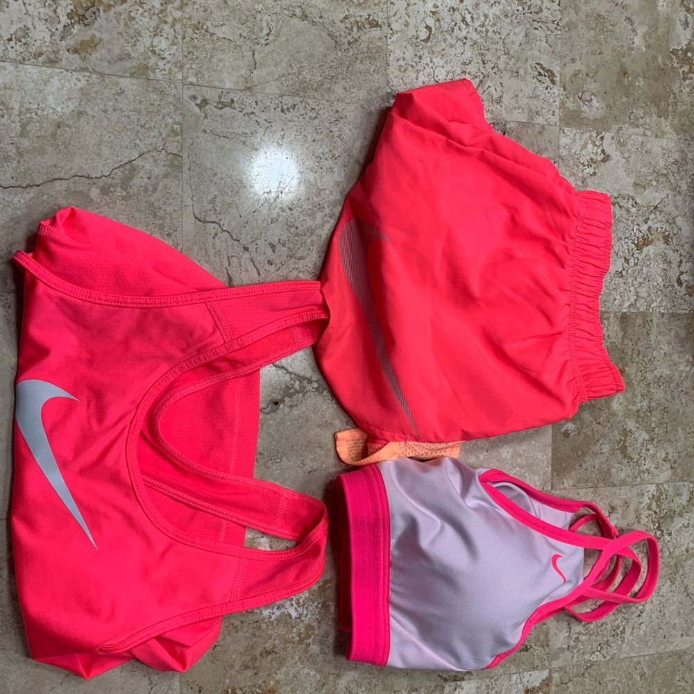 Nike Girls DRI-FIT Sports Bra, Tank Top, & Shorts